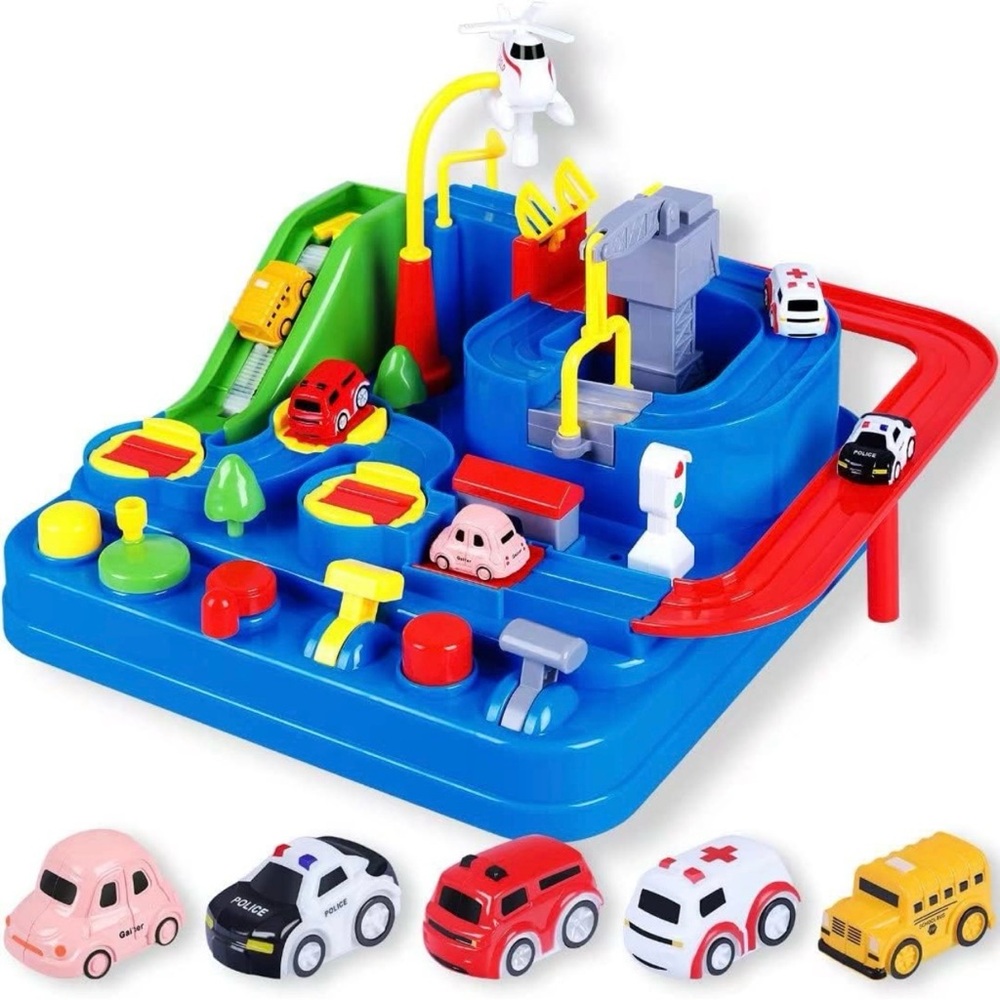 Colorful Kids Vehicle Playset with Tracks